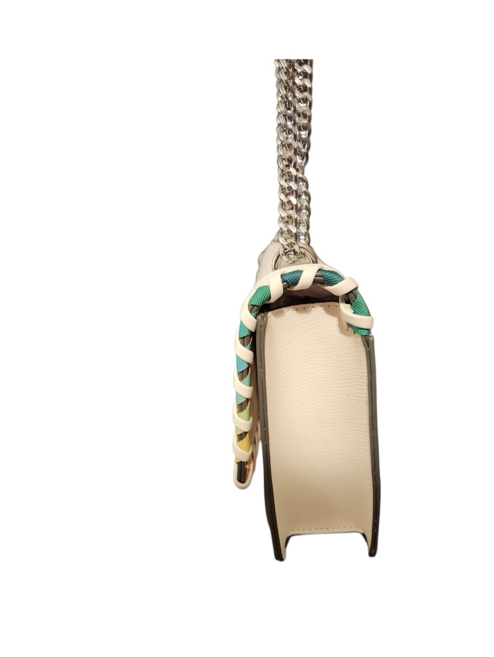 ❌️SOLD ❌️NWT Karl Lagerfeld White Leather Crossbody Chain Bag Multicolor Trim - Picture 6 of 8